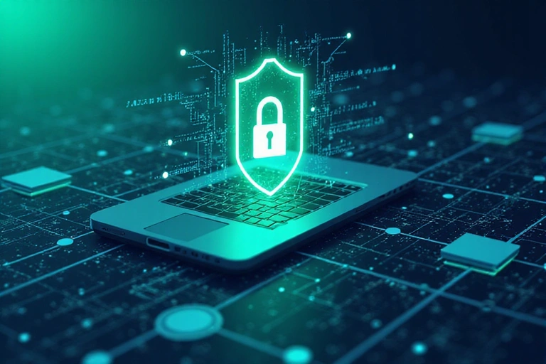 Ilustración abstracta de seguridad en línea y protección de datos