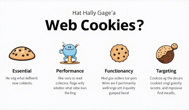 Gráfico de diferentes tipos de cookies y sus funciones