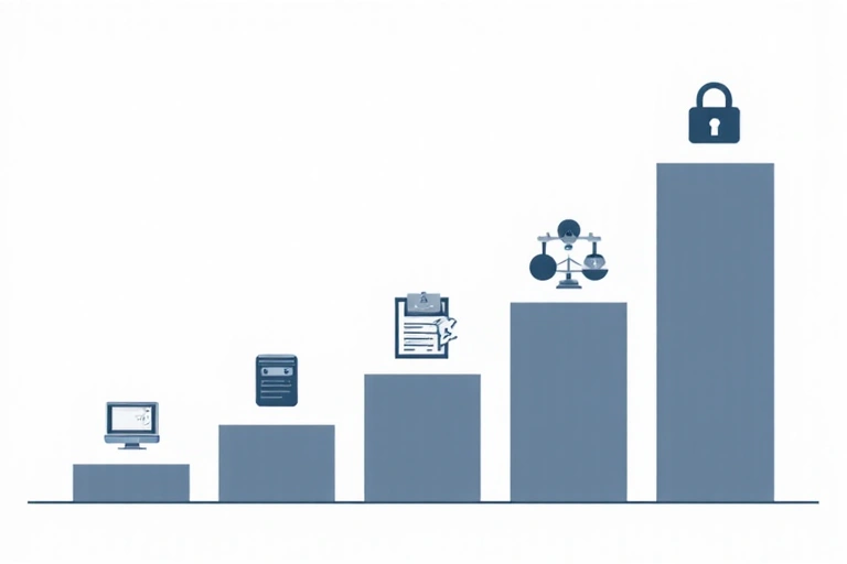 Un gráfico de barras que muestra el uso de datos con iconos de comunicación, análisis y seguridad.